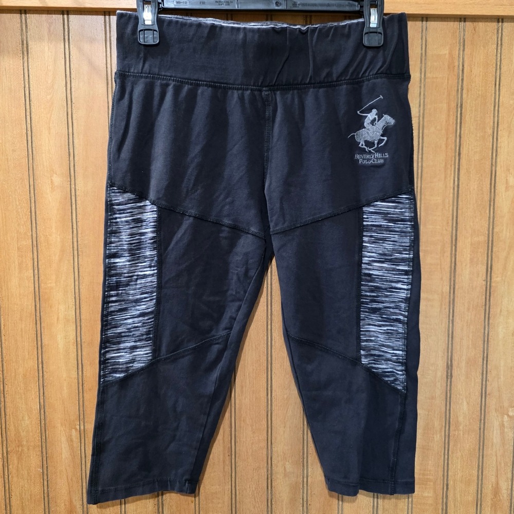Beverly Hills Polo Club Capri Leggings Black‎ Activewear Cropped Pants Size M